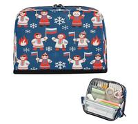 miaozhen Astuccio per penne di grande capacità borsa per il trucco ampia apertura cancelleria penna borsa per gli uomini cosmetici giorno dell'indipendenza blu bianco rosso bambola cartuchera para