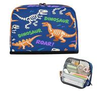 miaozhen Astuccio per penne di grande capacità, organizer per penne, organizer per matite per uomo, scuola, must have ruggente T-rex Skull ankylosaurus arancione scuro bolsas para erramientas
