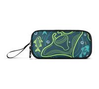 miaozhen Astuccio per penne in nylon Borsa a matita Ocean Animal Starfish Chartreuse verde ad alta capacità cerniera Mesh Pencil Case Borsa di cancelleria per la scuola media donna estuche para