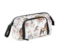 miaozhen Astuccio portamatite di grande capacità con scomparto con portapenne, per adolescenti, liceo, cavallo dolce, fiore e bianco estuche para lapices estetica