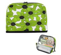 miaozhen Astuccio portapenne di grande capacità con cerniera borsa di cancelleria per gli uomini elementare dagli occhi neri Susan Simple Line Art Valentinesnes Grass Green estuche para lápices