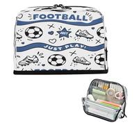 miaozhen Astuccio portapenne di grande capacità con cerniera borsa multiuso per ragazzi materiale scolastico blu porta da calcio modello stella bolsad para herramientas