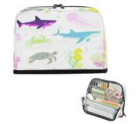 miaozhen Astuccio portapenne di grande capacità, organizer leggero e multiuso, per scuola preppy colorata, con animali subacquei, squalo, balena, medusa, bolsas per herramienta