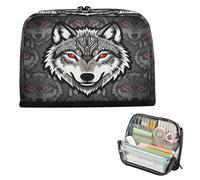 miaozhen Astuccio portapenne grande capacità borsa per trucco sottile per scrittore scuola must have lupo mitologia norrena grigio estuche de lápices para ninos