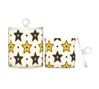 miaozhen Barattoli in plastica trasparente a pois gialli con coperchio, accessori per il bagno, decorativi, per cotton fioc, tamponi di cotone, filo interdentale, graffette, S 2