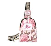 miaozhen Be Mine - Borsa a tracolla leggera in pelle di pesca, con motivo floreale e rose, da donna, per escursioni, Be Mine Rose Flower Design floreale pesca, Be Mine Rose Flower Floral Design Pesca