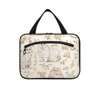 miaozhen Beauty Selkirk Rex Cats Borsa da appendere beige per il trucco con gancio, design impermeabile per gli elementi essenziali da viaggio estuche de maquillaje para mujer L, bellezza Selkirk Rex