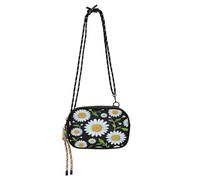 miaozhen Bella Daisy Floreale Bianco Nero Piccola Borsa Crossbody per Uomo Bellezza con Tracolla Regolabile Nero Borsa Walk the dog monedero para mujer
