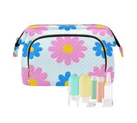 miaozhen Bella Daisy Floreale Pesca Blu Sacchetto Cosmetico Per Le Donne Portatile Della Moneta Della Borsa Cambiamento Delle Donne per Accessori Da Viaggio para maquill, Deliziosa margherita floreale