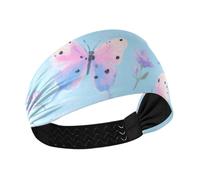 miaozhen Bella farfalla rosa-blu antiscivolo? Fascia elastica per il sudore da donna per uso quotidiano Corsa lavaggio viso diademi para ni?as