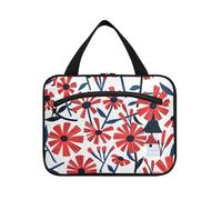 miaozhen Bella floreale rosso bianco appeso borsa per gli uomini che viaggiano con gancio, elementi essenziali di design per il viaggio make up cartera para maquillaje L, Bella floreale rosso bianco