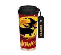 miaozhen Bicchiere da caffè da uomo con coperchio Happy Halloween Witch Togo tazza da caffè in acciaio inox per caldo e freddo 17 once a prova di perdite