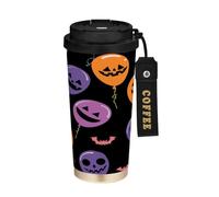 miaozhen Bicchiere da viaggio per caffè con coperchio in peluche a palloncino colorato Helloween tazze termiche in acciaio inossidabile per caldo e freddo 17 once a prova di perdite
