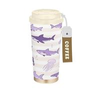 miaozhen Bicchieri da caffè da donna con coperchio, isolati, in acciaio inox, per bevande calde e fredde, a prova di perdite, da 500 ml, a prova di perdite