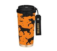 miaozhen Bicchieri da caffè da viaggio con coperchio che ballano cane labrador arancione, tazza termica da viaggio in acciaio inox per caldo e freddo, 500 ml, a prova di fuoriuscite
