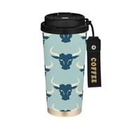 miaozhen Bicchieri da caffè da viaggio per le donne con coperchio Jon Klassen Style Bull Baby Blue Tazza da caffè isolata in acciaio inossidabile per bevande calde e fredde 500 ml a prova di perdite