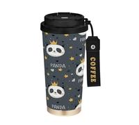 miaozhen Bicchieri da viaggio per caffè con coperchio Panda King Star grigio tazza isolata in acciaio inox per caldo e freddo 17 once a prova di perdite