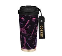 miaozhen Bicchieri da viaggio per gli uomini con coperchio Dead Witch Broomstick Black Halloween Coffe Tumbler in acciaio inox per bevande calde e fredde 500 ml a prova di perdite