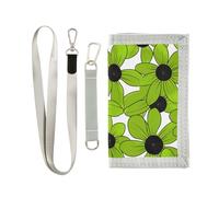 miaozhen Black-eyed Susan Simple Line Art Valentines Grass Green mens portafoglio regali per giovani Trendy colorato mens portafoglio con cordino billeteras para hombre