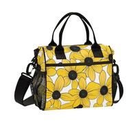 miaozhen Black-Eyed Susan Simple Line Art Valentinesnes Tote Bag con tracolla con tasca laterale Lunch Box per adolescenti per cucina lonchera de Mujer para el Trabajo