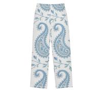 miaozhen Blu chiaro Paisley Fiore Bianco Pajama Pantaloni per Ragazzi Elastico in Vita Bambini Ragazzo Pigiama Lounge Pantaloni pantaloni pigiama para ninos 11-12Y
