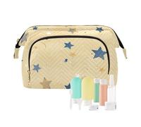 miaozhen Blu-giallo Star Makeup Cosmetic Bag Essentials Donna Portamonete Portafoglio per articoli da toeletta Kit da viaggio Organizzatore monedero chico para monedas, Stella blu-gialla, moderno