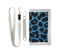 miaozhen Blu Nero Leopard Print portafoglio trifold per le donne Trendy leggeri uomini portafogli con cordino carteras para hombres, Stampa leopardata blu nera, 1 size