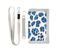 miaozhen Blu Nero Leopard Print trifold mens portafoglio da viaggio per le donne Trendy colorato portafoglio da uomo con cordino billetera tarjetero para hombre, Stampa leopardata blu nera, 1 size