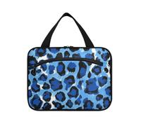 miaozhen Blue Leopard Cheetah Print appeso articoli da toeletta borsa con gancio, design lavabile per le signore bolso de para mujer L, Stampa leopardata blu Ghepardo, moderno