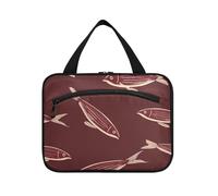 miaozhen Bold Line Animal Fish Maroon appeso borsa da viaggio per gli uomini con gancio, design impermeabile per il viaggio must haves estuche de maquillaje para mujer L, linea grassetto animale Pesce