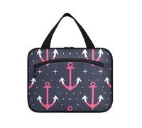 miaozhen Bold Lines Ocean Magenta Scuro appeso borsa da toilette appeso organizzatore da viaggio con gancio, design lavabile per viaggio must haves kit de para mujer L, linee audaci Ocean Magenta