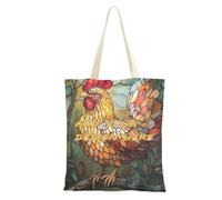 miaozhen Borsa da donna personalizzata in tela di canapa alla moda pollo giapponese Manga Style personalizzato borsa per la spesa riutilizzabile per lo shopping