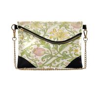 miaozhen Borsa da polso in pelle da donna Borsa a tracolla alla moda per matrimonio Vintage Gold Lily William Morris Style cartera blanca para mujer