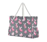 miaozhen Borsa da spiaggia a prova di sabbia con cerniera Anime Alce Ragazza Rosa Grigio lavoro tote borse per le donne per Piscina Palestra Drogheria Viaggi