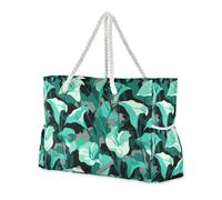 miaozhen Borsa da spiaggia a prova di sabbia da viaggio con cerniera stile gotico Lily Mint Camouflage grande tote bag per le donne Top Beach Bag, Pool Bag, Work Bag, Shopping Bag