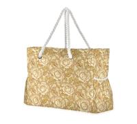 miaozhen Borsa da spiaggia a prova di sabbia per gli uomini con cerniera Vintage Rose William Morris Giallo donne borse tote per il lavoro Buono per Viaggi Piscina Nuoto Spiaggia Vacanze Necessità