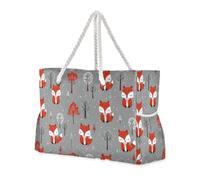 miaozhen Borsa da spiaggia di grande capacità con cerniera Hoho Style Crazy Snowfall Fox tote borse per le donne con portabicchieri sul lato