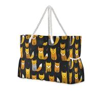 miaozhen Borsa da spiaggia impermeabile impermeabile con cerniera a righe Fox Nero borse tote per tutti i giorni per le donne per viaggi palestra vacanza