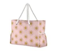 miaozhen Borsa da spiaggia impermeabile impermeabile con cerniera girasole rosa pastello grande tote bag per donna Top Beach Bag, Pool Bag, Work Bag, Shopping Bag