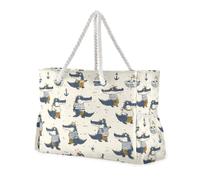 miaozhen Borsa da spiaggia pieghevole a prova di sabbia per viaggi con cerniera Disegna a mano Ocean Alligators borse per le donne tote Accessori da viaggio Articoli da spiaggia Regali di compleanno