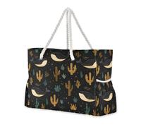 miaozhen Borsa da spiaggia portatile per ragazze con cerniera Desert Cactus Whale Black Everyday tote bag per le donne Buono per i viaggi in piscina nuotare spiaggia vacanza necessità