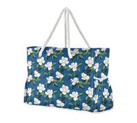 miaozhen Borsa da spiaggia portatile per vacanze con cerniera Gardenia Cloud White Blue borse per le donne tote Buono per Viaggi Piscina Nuoto Spiaggia Vacanze Necessità