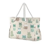 miaozhen Borsa da spiaggia robusta da uomo con cerniera Vector Lupo disegnato a mano morbido verde tote bag per la scuola Top Beach Bag, Pool Bag, Work Bag, Shopping Bag