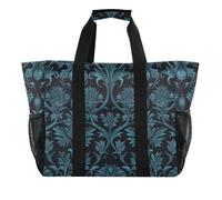 miaozhen Borsa da spiaggia William Morris turchese Paisley Flower pieghevole tela anti-sabbia