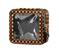 miaozhen Borsa da viaggio creativa a pois gialli, rossi e trasparenti, piccola borsa da viaggio per cosmetici, Creative pois giallo rosso, moderno
