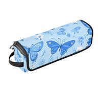 miaozhen Borsa da viaggio per strumenti per capelli con tappetino in ferro antipolvere borsa per raddrizzatori, ferro arricciacapelli, asciugacapelli, fiori farfalla blu organizzatore portatile que