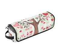 miaozhen Borsa da viaggio per strumenti per capelli con tappetino in ferro, organizer portatile per ferri da stiro, piastre, ferri arricciacapelli, albero di San Valentino, amore, cuore, elementi