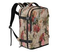 miaozhen Borsa da viaggio zaino Borsa da viaggio per la scuola 20L | Elegante Lap Top Bag Vecchio Giornale Fiori Rossi Retro Laptop Bag 15.6 Pollice Per Aerei mochilas escolares para mujer 20L