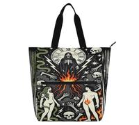 miaozhen Borsa decorativa per bambini Borsa per libri di pianoforte per bambini adulti Tarocchi Tristo Mietitore Halloween Gothic Design minimalista Heavy Duty Riutilizzabile Biblioteca Libro per