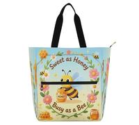 miaozhen Borsa decorativa per bambini Borsa per libri di pianoforte per bambini donne uomini dolce con miele occupato come un'ape tasche multiple libreria libro tote con tasche per scuola shopping